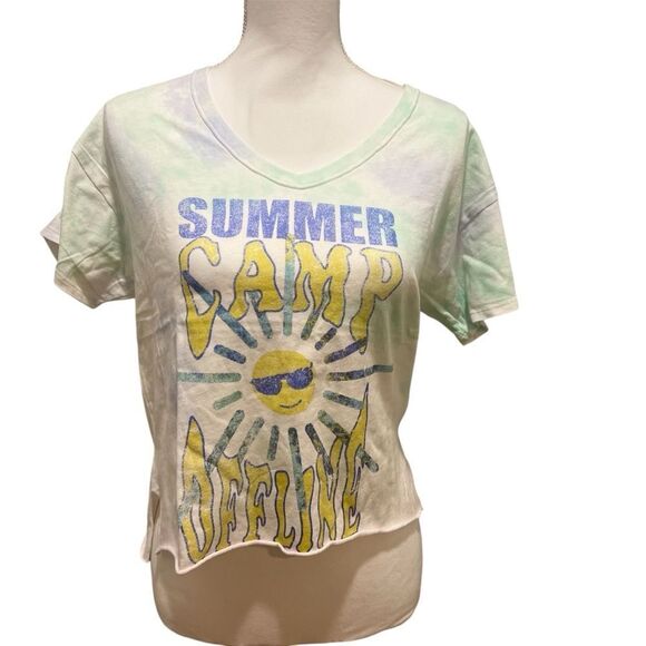 NWT Aerie Offline tie dye crop top short sleeves women size xs oversized - Picture 1 of 9